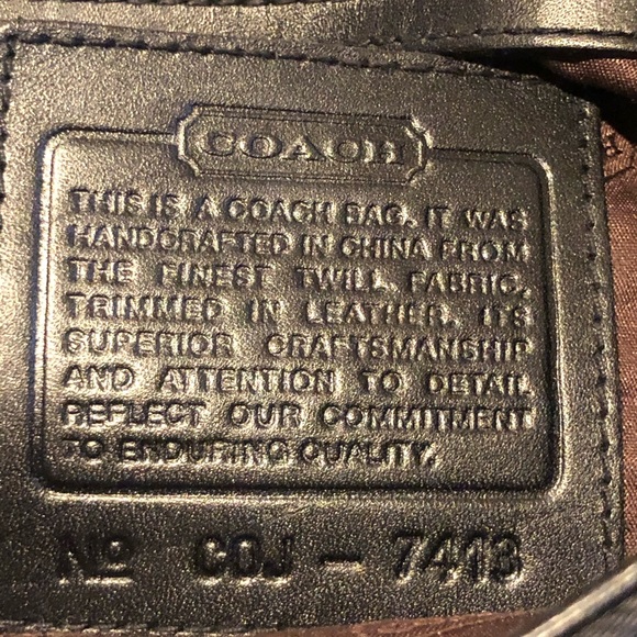 COACH BLACK TWILL WITH LEATHER TRIM SHOULDER BAG - Picture 6 of 8